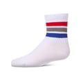 thumbnail image 4 of MeMoi Kids Ribbed Cotton-Rich Triple-Stripe Varsity Crew Sock - Girls - Female, 4, White-Bright, 4 of 11