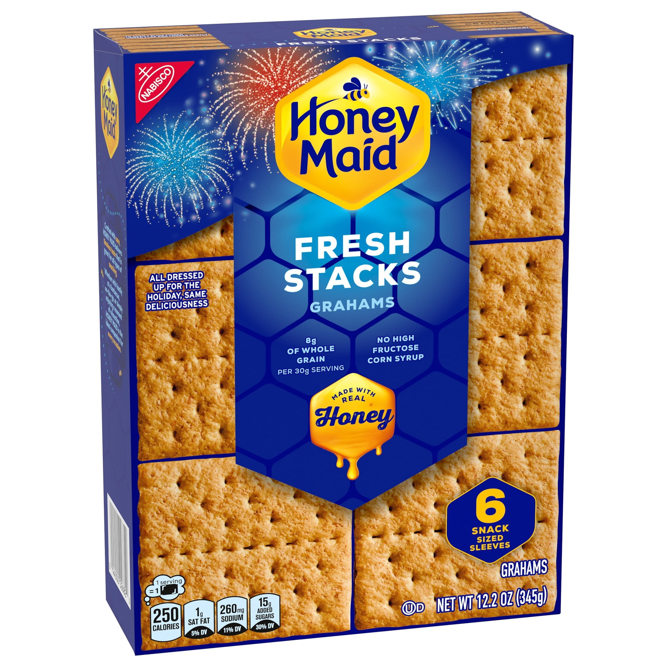 HONEY MAID Fresh Stacks Graham Crackers, Travel Snacks, 12.2 oz (6 Multi Snack Packs)