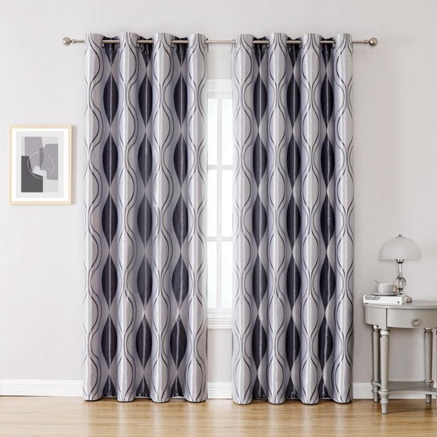 Jacquard Blackout Curtains for Bedroom, Cold/Heat/Sun Blocking and