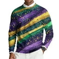 thumbnail image 3 of Havenx Mens Ribbed Knit Shirt Round Neck Carnival Printed Sweaters Long Sleeve Ribbed Knit Tops Pullovers Mask Print Slim Fit Carnival Lightweight Casual Wear,Purple M, 3 of 6