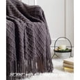 thumbnail image 2 of CREVENT Manta Decorativa de Punto para Sofá Silla Cama, Suave Transpirable Ligera para Primavera Verano (50''X60'' Gris Oscuro/Negro), 2 of 5