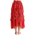 thumbnail image 2 of Haitryli Womens Belly Dance Chiffon Skirt Elastic Waistband Arabian Dance Skirt Dancer Outfits Red S, 2 of 6
