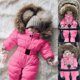thumbnail image 2 of ZHAOCHENG Mono unisex con capucha para bebés de 0 a 24 meses, mono para niños y niñas con cuello de piel, 75 cm, color rojo rosa, 2 of 5