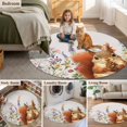 thumbnail image 6 of Cute Squirrel Round Living Room Rugs 5 ft, Vintage Purple Pink Flower Leaf Pine Cone Washable Area Rug with Non-Slip Sturdy Edge Binding Round Carpet for Entryway Kitchen Bedroom Bathroom, 6 of 9