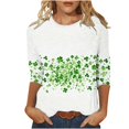 thumbnail image 2 of Ounisa St. Patrick's Day Sweatshirt for Women Clover Graphic T-Shirts Patty's Day Color 3/4 Sleeve Tee Tops, 2 of 5