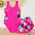 thumbnail image 2 of newwalpole Kid Girl Swimsuit Bikini Set 2PC Bathing Suit for Girls, Tropical Girls' Full Coverage Swimwear Shorts Set Hot Pink for Size 9-10 Years, 2 of 8