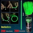 thumbnail image 2 of Pulseras Glow Sticks, 200 unidades, verdes, para fiestas, 2 of 5