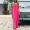thumbnail image 6 of Solid Backless Cami Dresses for Women - Sleeveless Long Lounge House Sundress Hot Pink 2XL, 6 of 6