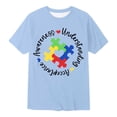 thumbnail image 4 of Autism Awareness Shirt Men: Autism Acceptance T Shirt Autism Support Inspirational Short Sleeve Tee Tops(Light Blue,M), 4 of 4
