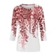 thumbnail image 4 of camisas de manga 3/4 para mujer camisetas gráficas con estampado lindo blusas casuales tallas grandes tops básicos jersey rosa / 2xl, 4 of 5