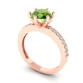 thumbnail image 2 of 1.71ct Round Cut Green Natural Peridot 18k Pink Rose Gold Engraving Statement Bridal Wedding Designer Ring Size 3.5, 2 of 5