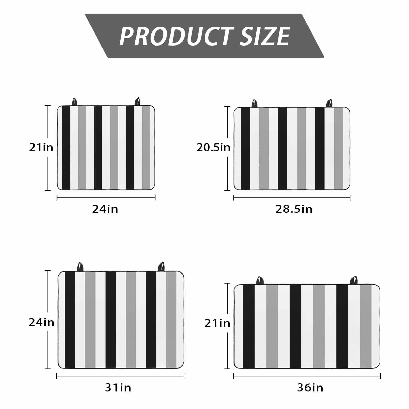 Black Gray Striped Stove Top Cover for Electric Stove, Heat-proof & Non Slip Glass Top Stove Cover Protector, Farmhouse Stripe Art Kitchen Flat Cooktop Rubber Mat 24x21 Inches