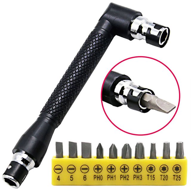 Llave De Tubo De Doble Cabeza En Forma De L De 6,35Mm, Llave Hexagonal Adecuada Para Puntas De Destornillador, Herramienta De Utilidad De Rutina, Juego De Llaves, Trinquetes Speravity TO003169-00