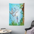 thumbnail image 1 of Lemur Tapestry, Exotic Parrot and Ring Tailed Monkey Tropical Botanics Cartoon, Wall Hanging for Bedroom Living Room Dorm Decor, 40W X 60L Inches, Umber Forest Green and Almond, by Ambesonne, 1 of 2