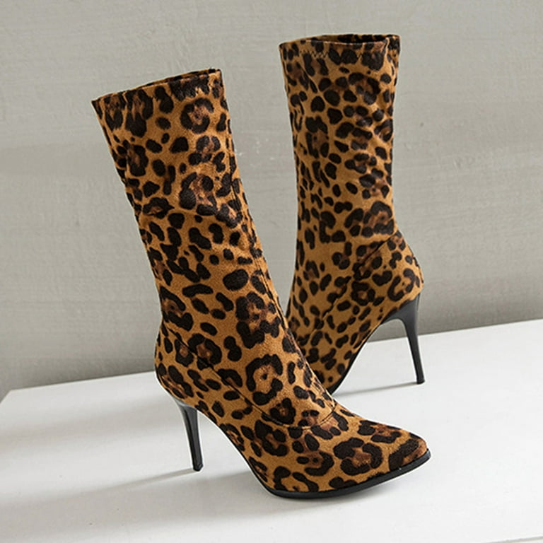 Leopard sock shop bootie