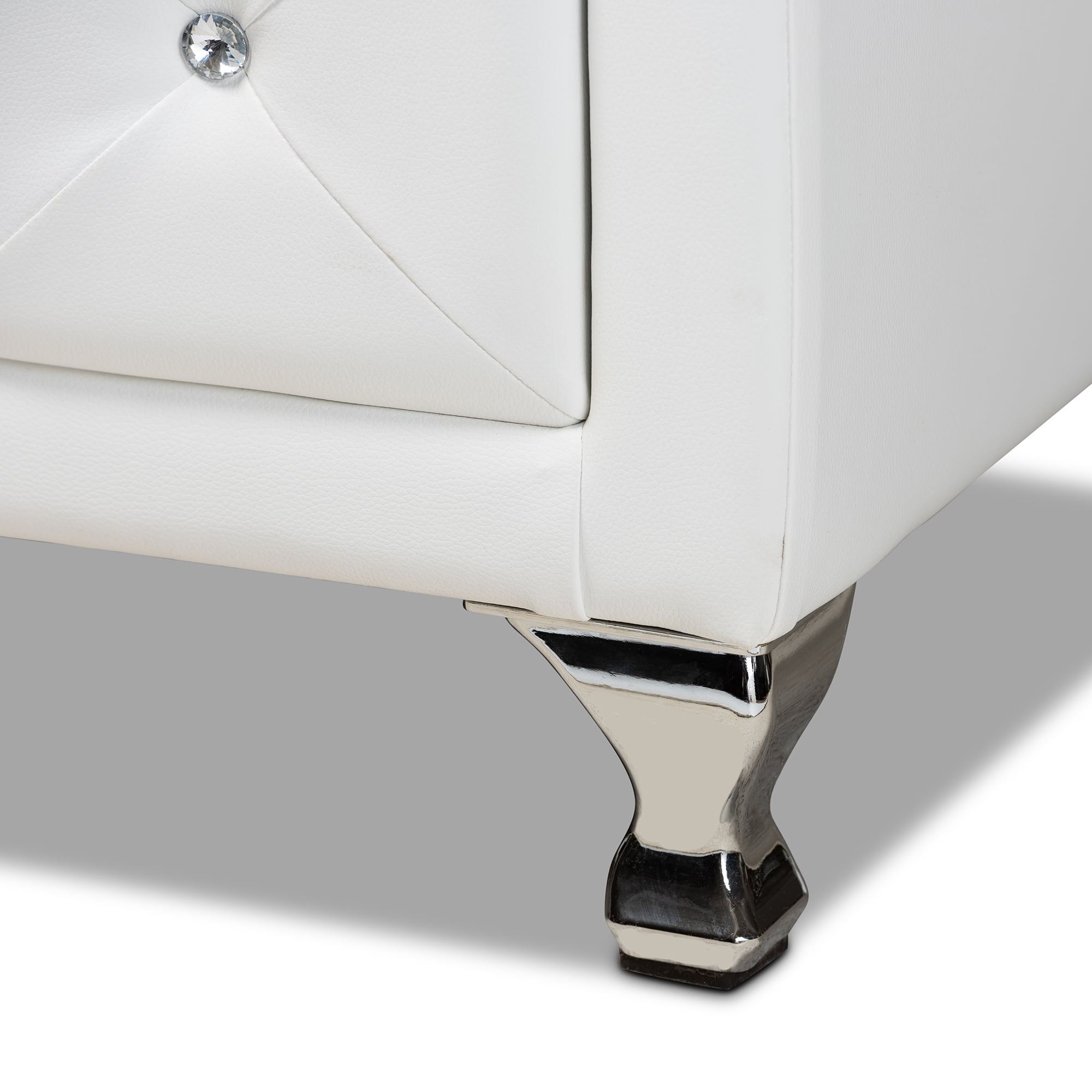 Zanna Contemporary White Faux Leather Upholstered Dresser by Ember Interiors