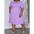 thumbnail image 3 of Gvmfive Womens Casual Summer Short Sleeve Solid Color Base Skater Dress Plus Size, 3 of 4