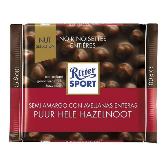 Chocolate semi amargo Ritter con avellanas enteras 100 g