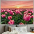 thumbnail image 2 of Nawypu Pink Tulips Sunset Vibrant Tulip Fields Decorative Modern Floral Botanical Wall Hanging Painting, 2 of 6