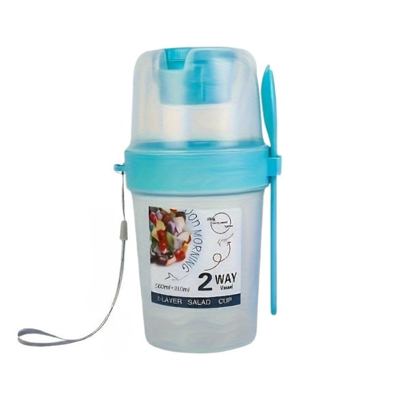 Salad Shaker Cup with Lids and Fork Fresh Salad Shaker Container for Lunch, Portable Breakfast Meal Vegetable and Fruits
