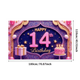 thumbnail image 2 of Decorative Design Birthday Banner Cake Decoration Happy 14th Party Backdrop Polyester Material for Birthday Party Celebration Kids Party, 2 of 7