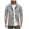 thumbnail image 2 of pstuiky camisa de manga larga para hombre, Camiseta lisa de manga larga con cuello vuelto para hombre, informal, elegante, cómoda, con bolsillos, botones y cremallera. tops de invierno para hombre m, 2 of 6