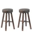 thumbnail image 1 of Chaise Ronde en Bois Antique Tabourets de Cabane en Rondins Ensemble de 2, 1 of 7