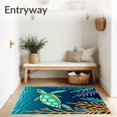 thumbnail image 3 of ODIKA 6'x9' Machine Washable Non-Slip Area Rug, Exotic Lagoon Endangered Species Conservation Entrance High Traffic Rug, Blue, 718110, 3 of 7