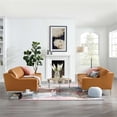 thumbnail image 2 of Maklaine Stainless Steel & Leather Sofa and Loveseat Set in Tan, 2 of 6
