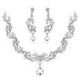 thumbnail image 2 of Zhaomeidaxi 1 Set Bridal Womens Wedding Bridal Necklace Earrings Leaf Shape Flower Necklace Dangle Earrings Jewelry Set, 2 of 9