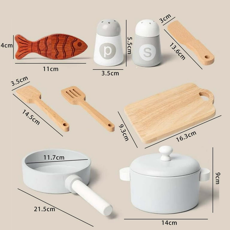 Kitchen Toyset Mini Wooden Toy Montessori Kitchen Toys Accessories Interest  Development Cookware Set for Cooking Adults