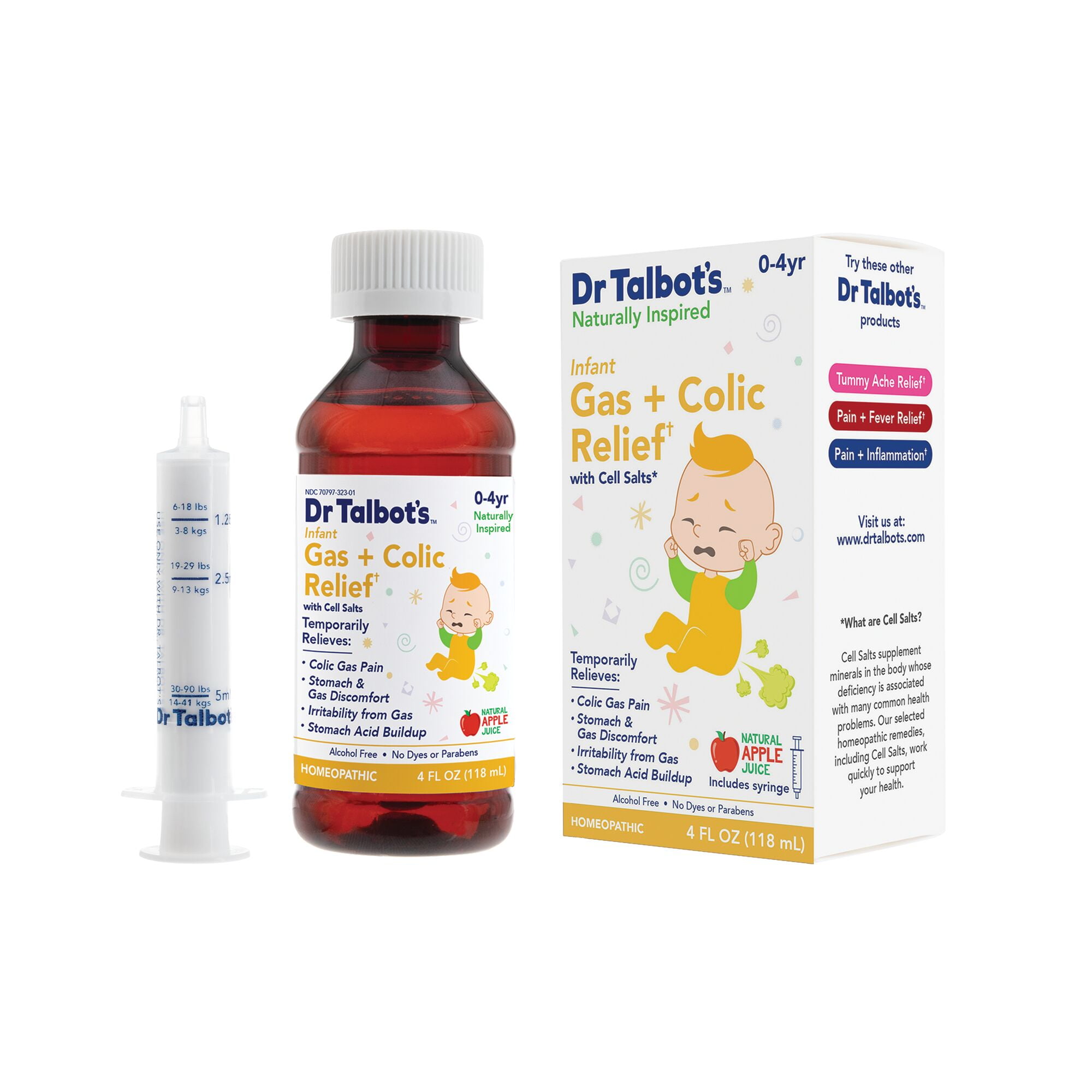 (2 pack) Dr. Talbot's Infant Gas and Colic Relief Medicine with Cell Salts, Apple, 4 fl oz