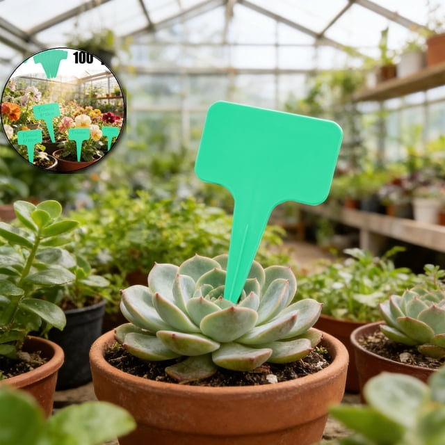 100Pcs Plant Tags Plastic T-Type Garden Labels Markers Plant Stakes Garden Decoration, Pots, Plant Labels, Planters and Container Accessories