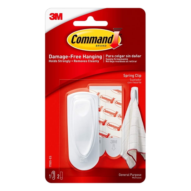 Spring Clip Command, 1 clip, 2 tiras medianas para colgar sin daños