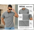 thumbnail image 5 of QDG Mens Polo Short Sleeve Shirt Casual Button Polo T Shirt with Pocket Designed Collared Golf Shirt Black S, 5 of 9