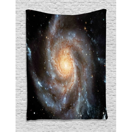 Galaxy Tapestry Stars In Galaxy Spiral Planet Outer Space Nebula Astronomy Theme Image Print Wall Hanging For Bedroom Living Room Dorm Decor Black