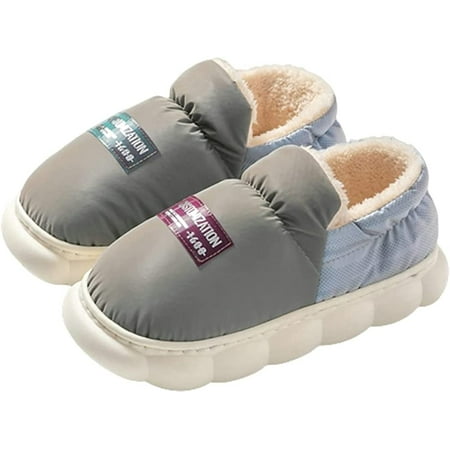 

PIKADINGNIS Women Men Trendy Puff Fashion Shoes Home Warm Fluffy Fur Lining Anti-slip House Slippers Indoor Outdoor