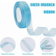 thumbnail image 3 of Cinta de organza transparente azul cielo fina de 1 pulgada, 50 yardas, brillante, de seda, gasa, malla, tul, hilo, cintas de tela, 3 of 9