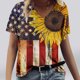 thumbnail image 3 of Tops Cortos para las Mujeres Día de la Independencia Patriótica Impreso Cuello en V, Camiseta Casual de Manga Corta para Diario, Hogar Y Cómodo, 3 of 4