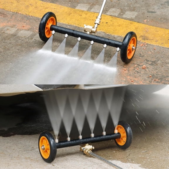 WANBIN Undercarriage Pressure Washer Attachment, 16" Water Broom, Orange, 3 Extension Wands, 4000 PSI