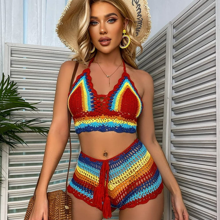 DanceeMangoos Crochet Sets Two Piece Women Y2K Set Crochet Two Piece Set  for Women Crochet Skirt Set Y2k Clothing