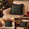 thumbnail image 4 of Kuokaa Red Green Yellow Plaid Ruffle Pillow Cover, Christmas Checkered Throw Cushion Case for Sofa, Cover Only, 4 of 7