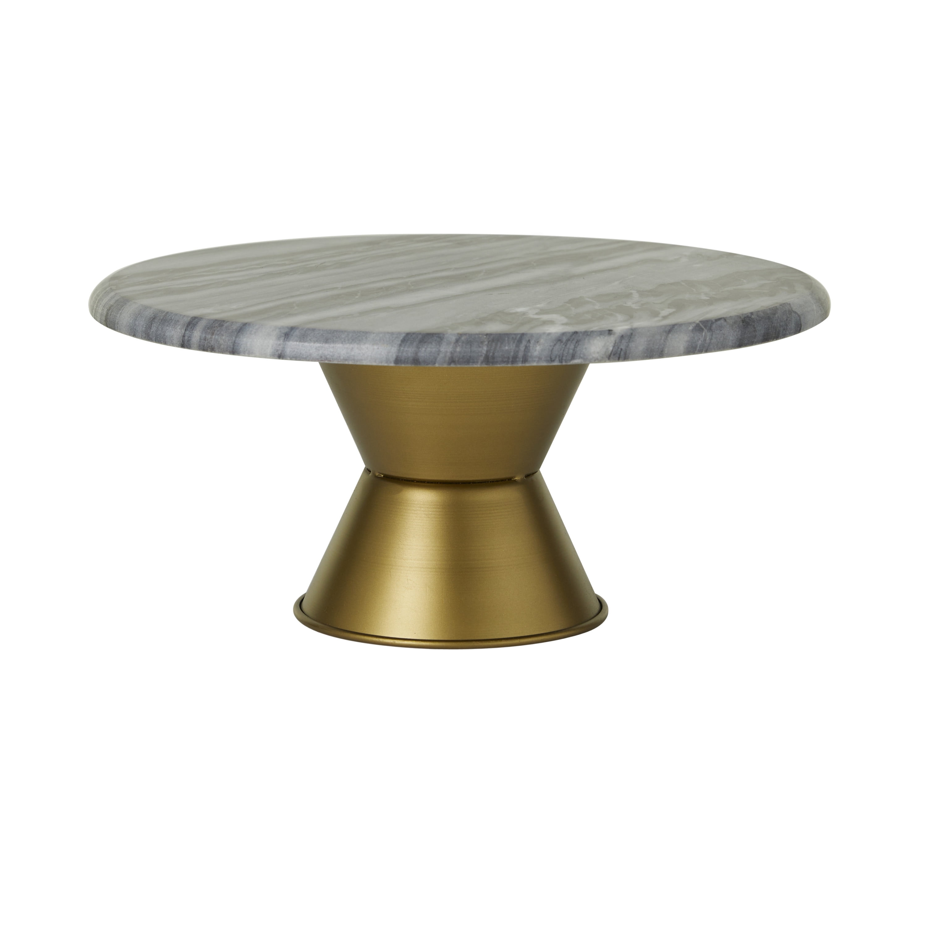 CosmoLiving by Cosmopolitan 14" x 7" Gray Ceramic Cake Stand with Gold Base, 1-Piece