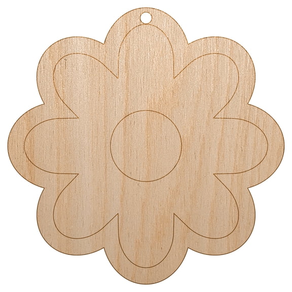 Flower Outline Wood Holiday Christmas Tree Ornament Unfinished DIY Pre-Drilled Craft