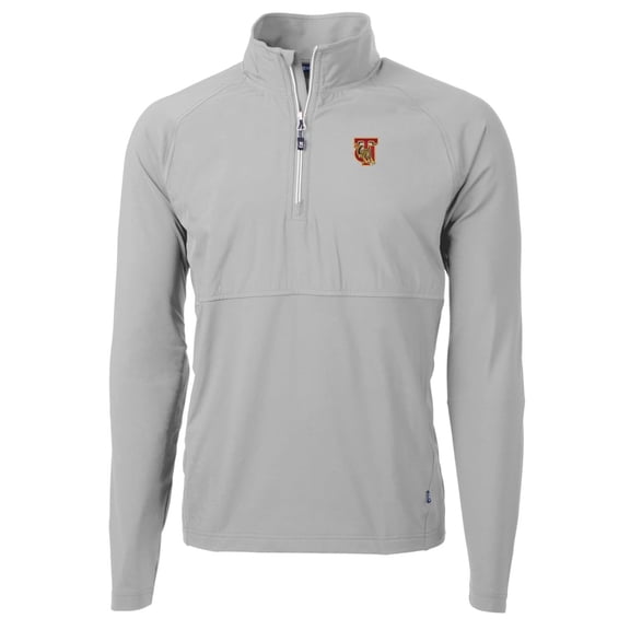 Men's Cutter & Buck Silver Tuskegee Golden Tigers Adapt Eco Knit Hybrid Recycled Quarter-Zip Pullover Top