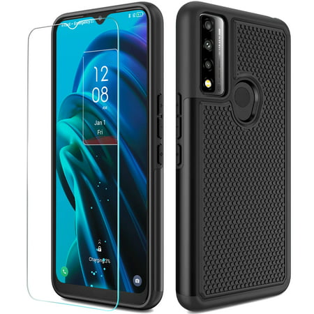 Case for TCL 30 XE 5G with Tempered Glass Screen Protector - Military Protection Bumper Tough - Black