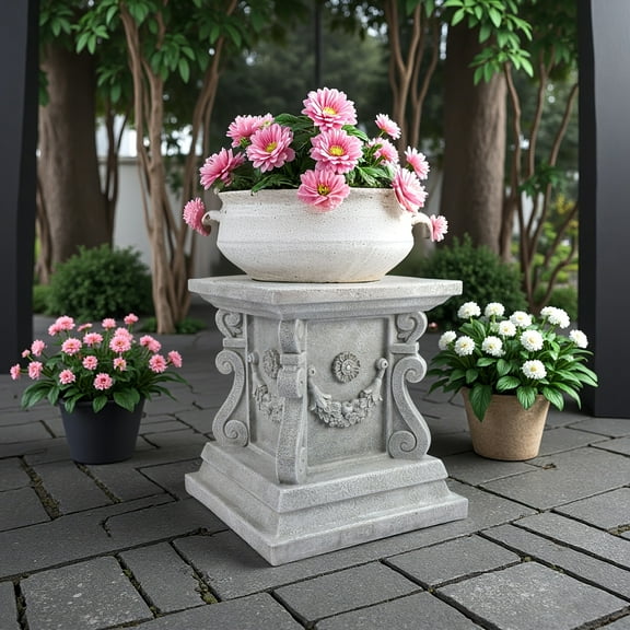 Large Resin Garden Statue - Contemporary Floral Design for Patio & Lawn, Weather-Resistant Outdoor Decor - No Maintenance Needed