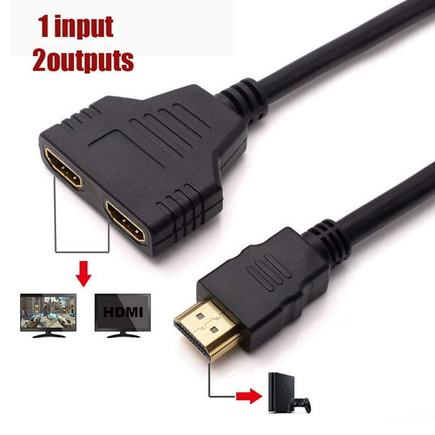 HDMI Cable - HDMI Splitter 1 in 2 Out/HDMI Splitter Adapter Cable HDMI to Dual HDMI Female 1 to Way, Support Two TVs at The Same Time, Signal One in,