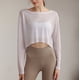 thumbnail image 1 of Camiseta de yoga de algodón para mujer, blusa holgada, ajustada, transpirable, para correr, deportes, fitness, manga larga, moda, 1 of 5
