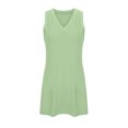 thumbnail image 5 of Women's Sleevelee Tank Dress 2025 Summer Casual V Neck Basic Split Mini Tshirt Sundresses Fashion Outfits, 5 of 6